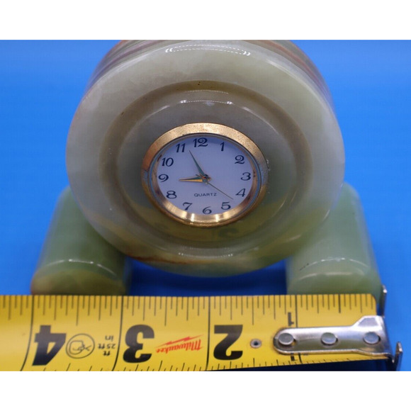 Quartz Green Onyx Marble Mantle Clock Vintage - Picture 8 of 8